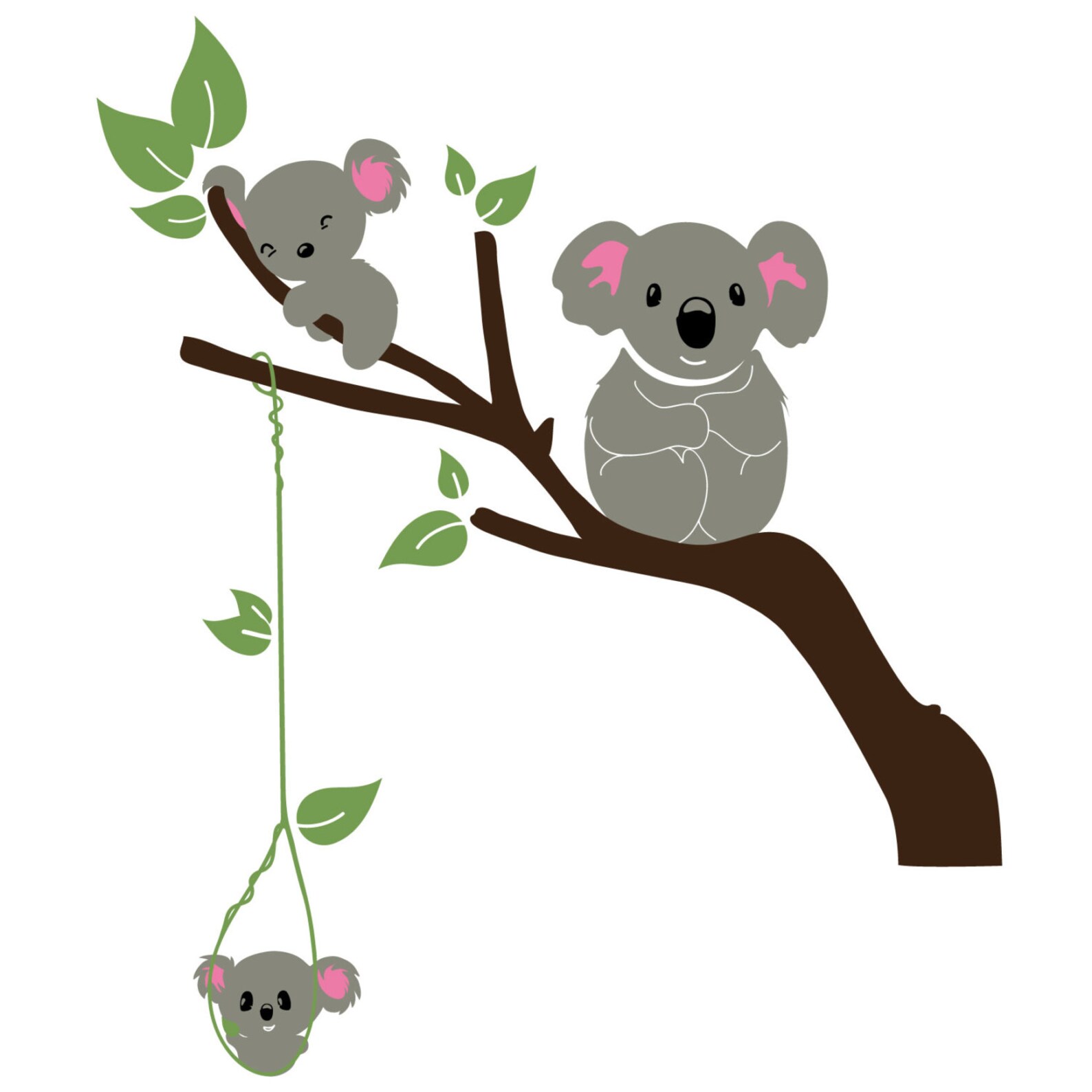 Koala Bear Family on Tree Branches Nursery Decal Wall Decal Etsy