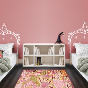 French Headboard Doodle Bed Frame Bedpost - Wall Decal Custom Vinyl Art Stickers for Kids Rooms & Bedrooms