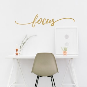 Focus Quote Decal - Typographic Inspirational Motivational - Wall Decal Custom Vinyl Art Stickers for Office, Creative Space, Living Room