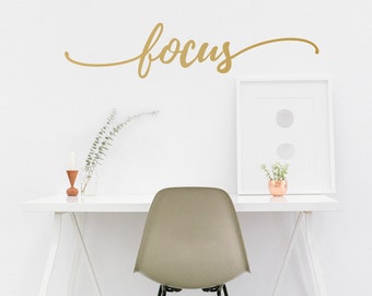 Focus Quote Decal - Typographic Inspirational Motivational - Wall Decal Custom Vinyl Art Stickers for Office, Creative Space, Living Room