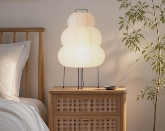 Lampa podłogowa w stylu Akari Noguchi: japońska lampa z papieru ryżowego, lampka nocna LED