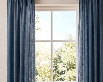 Handmade Linen Curtain Panels, Semi Sheer Window Curtains, Linen Drapes, Custom Living Room Curtain