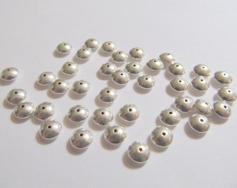 4 Sterling Silver Bali Smooth Rondelles, Discs 5x2mm, .5mm Hole