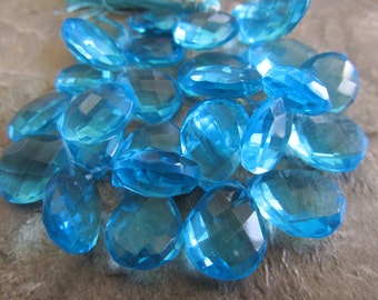 Swiss Blue Quartz Faceted Briolettes Appox 16-18mm, 4 Beads