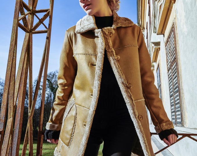 Vintage 70s Afghan Coat Women Sheepskin Leather Shearling Jacket Penny Lane Coat Boho Trim Winter Duster Jacket Perfect Gifts For Her