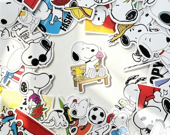 50 Stück Snoopy Aufkleber, wasserdichte Vinyl-Aufkleber für Wasserflaschen, Telefonhüllen, Journal, süße Erdnuss-Abziehbilder für Kinder, Jugendliche und Erwachsene