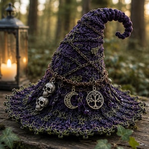 Enchanted Woodland Witch Hat Crochet Pattern | Cottagecore, Gothic Decor (PDF Download)
