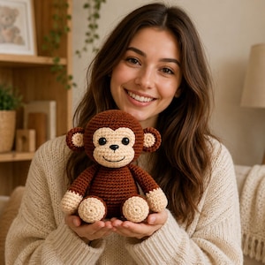 Virkad amigurumi-apa, handledning för nybörjare i plyschleksak (PDF-nedladdning)