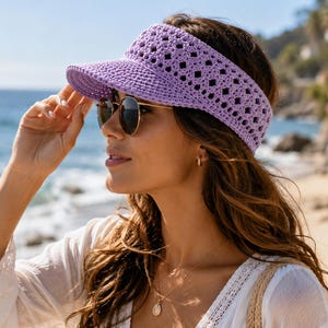 Crochet Sun Visor Pattern | Lace Cotton Beach Hat Tutorial (Digital Download)