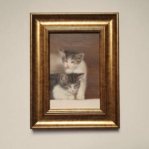 Young cats, original framed oil painting