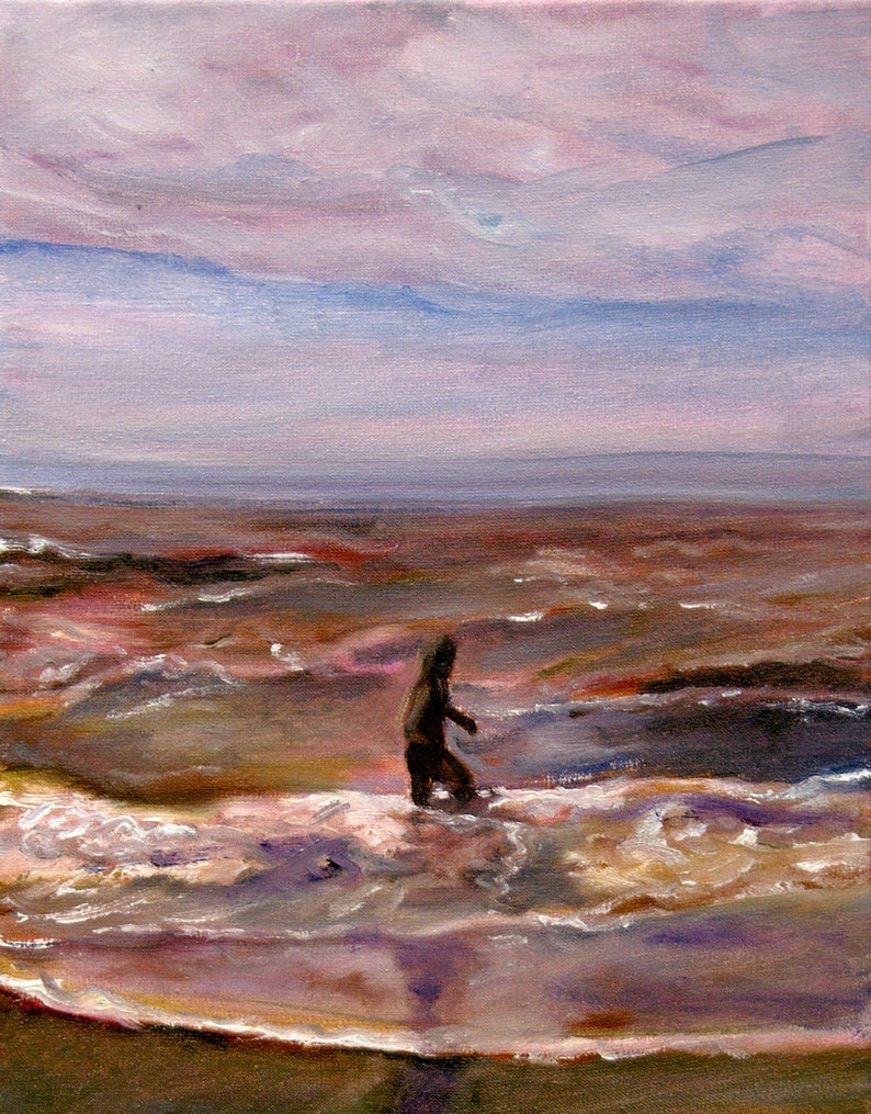 Girl in the sea, print of an original painting image 1