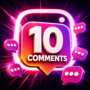 May include: A vibrant, three-dimensional graphic featuring a large, rounded square speech bubble with a gradient of pink, purple, and orange. The text 10 COMMENTS is displayed in bold white letters. Smaller pink speech bubbles surround the center.