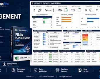 Fiber Management Excel Template | Fiber Optic Cable Tracker | Strand Assignment | LIU & Test Results Log