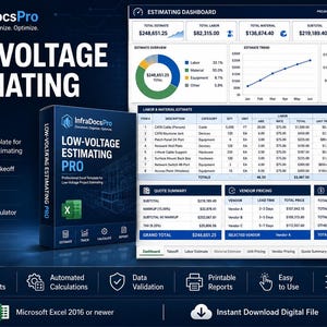 Low Voltage Estimating Excel Template | Cabling Takeoff Workbook | Labor Material Quote Calculator
