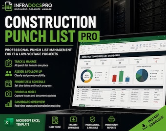 Baustellen Mängelliste Excel Vorlage | Projekt Restposten Tracker | Auftragsarbeit Mängelmeldebuch | Checkliste