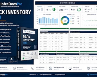 Rack Inventory Excel Template | IT Asset Tracker | Data Center Rack Elevation | Network Equipment Documentation