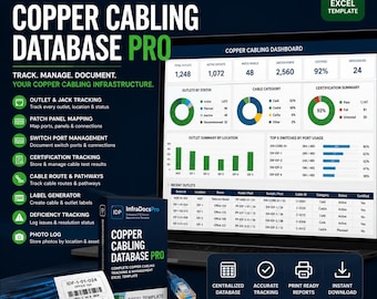 Kupferverkabelung Excel Vorlage | Netzwerk Kabel Tracker | Jackenplan | Patch Panel Arbeitsheft