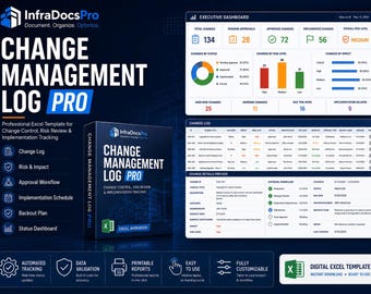 Change Management Log Excel Template | IT Change Control Tracker | Risk Approval Workflow Workbook