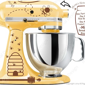 Honey Bee Decal Kit YOUR COLOR CHOICE for your Kitchen Stand Mixer With a Honey Spread Recipe image 1