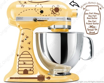 Honey Bee Decal Kit - YOUR COLOR CHOICE - for your Kitchen Stand Mixer - With a Honey Spread Recipe