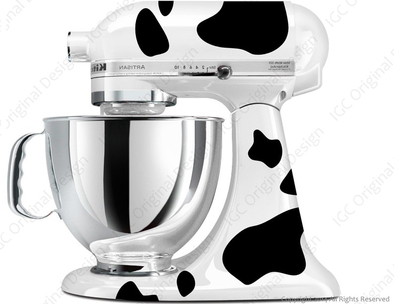 Cow Print Decal Kit YOUR COLOR CHOICE for your Kitchen Stand Mixer Moo image 2