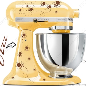 Bee Print Decal Kit YOUR COLOR CHOICE for your Kitchen Stand Mixer Plus a Free Bonus Decal 6 Bzzz for the back of your mixer. image 1