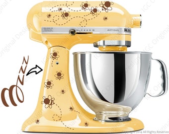 Bee Print Decal Kit - YOUR COLOR CHOICE - for your Kitchen Stand Mixer Plus a Free Bonus Decal 6&quot; &quot;Bzzz&quot; for the back of your mixer.