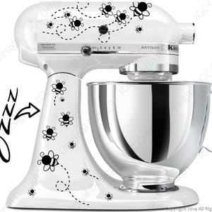 Bee Print Decal Kit YOUR COLOR CHOICE for your Kitchen Stand Mixer Plus a Free Bonus Decal 6 Bzzz for the back of your mixer. image 4