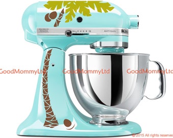 Palm Tree and Coconuts Decal Kit - YOUR CHOICE of COLORS - for Your Kitchen Stand Mixer