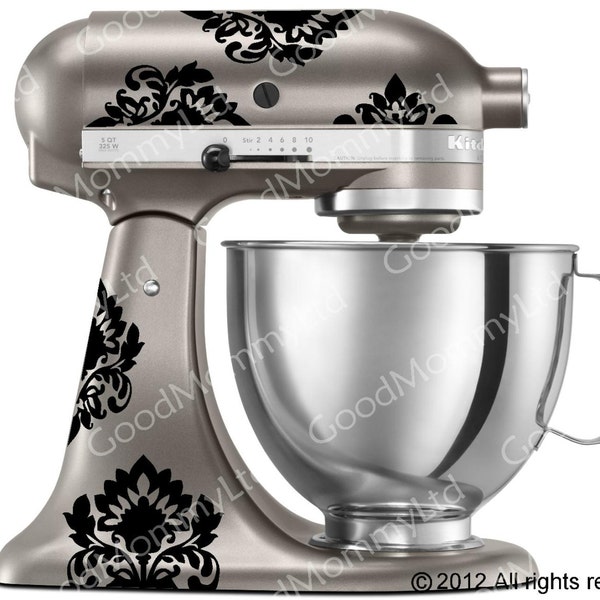 Damask Decal Kit - YOUR COLOR CHOICE - Vinyl Stickers for Stand Up Mixer Kitchen Appliances