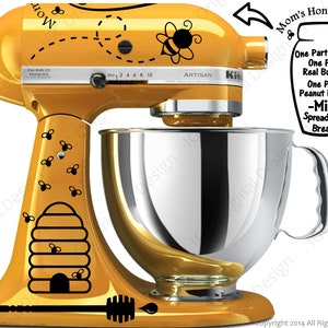 Honey Bee Decal Kit YOUR COLOR CHOICE for your Kitchen Stand Mixer With a Honey Spread Recipe image 2