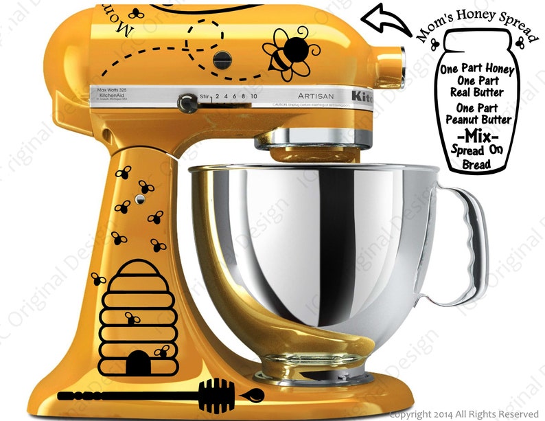 Honey Bee Decal Kit YOUR COLOR CHOICE for your Kitchen Stand Mixer With a Honey Spread Recipe image 2