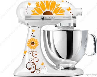 Decal Kit - Sunflowers and Butterflies - YOUR CHOICE of COLORS - for your Kitchen Stand Mixer - Original Sunflower and Butterfly Design