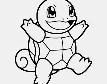 Squirtle Jumping SVG : dessin au trait gras Coloriage pour travaux manuels pour enfants (téléchargement numérique)