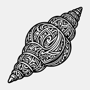 Tribal Seashell SVG PNG: Intricate Spiral Conch Cut File (Digital Download)