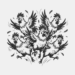 Panicked Chickens SVG: Embroidered Style Cut File, Funny Farm Animal Design (Digital Download)