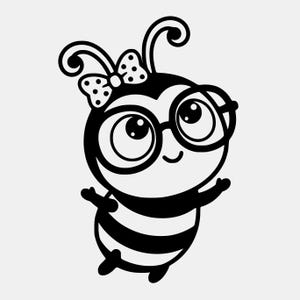 Kawaii bijenclipart, insect met bril en strik SVG, hommel voor kinderen (digitale download)