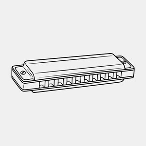 Harmonica Side View SVG PNG : Clean Line Art Design (Digital Download)