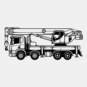 Crane Truck SVG PNG: Technical Illustration Cut File (Digital Download)