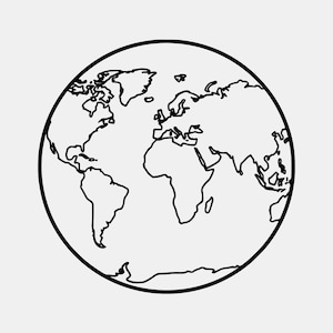 World Map SVG Outline, Earth Silhouette Clipart for Global Projects, Digital Download