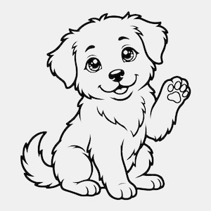Sitting Puppy Line Art: Bold Dog Illustration, Vector Cut File (SVG, PNG)