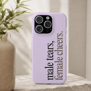Male Tears Female Cheers Phone Case, Minimal Feminist iPhone Cover, Aesthetic Beige Case, Funny Gift for Her