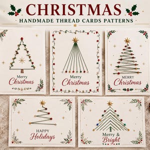 Mönster för julbroderikort | Handgjorda trådkort DIY | Mall för högtidsbroderi | Stick and Stitch-julkort