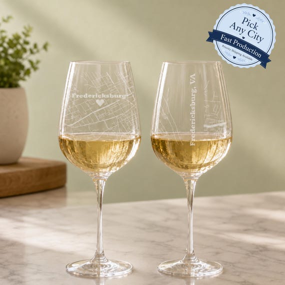 Personalized City Map Wine Glass | Any City | Custom Laser Etched