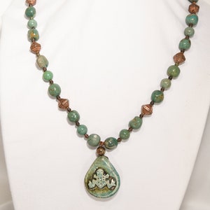 A Tibetan Green Turquoise & Copper Necklace