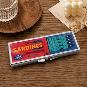 Custom Sardine Engraved4 Medication Box Trendy Gift Vitamin Container Custom Pill Box