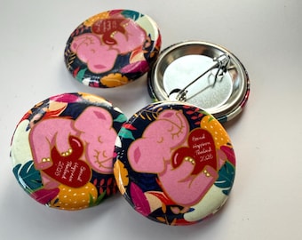 Pink Elephant and Heart JW Convention Buttons -Bulk