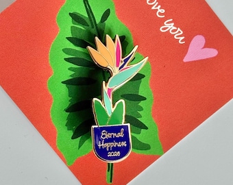 Eternal Happiness, bird of paradise enamel pin 2