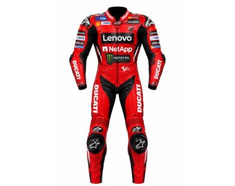 Lenovo Ducati Corse Racing MotoGP Francesco Bagnaia Anzug #63 Vollständig maßgeschneiderte Motorradbekleidung aus Leder