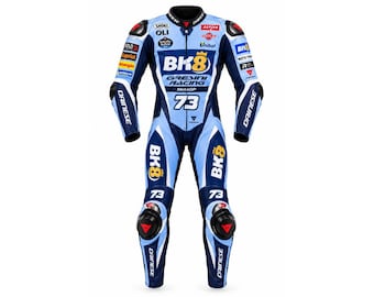 Gresini Racing BK8 MotoGP Alex Marquez Suit #73 Full Custom Leather Motorcycle Riding Gear